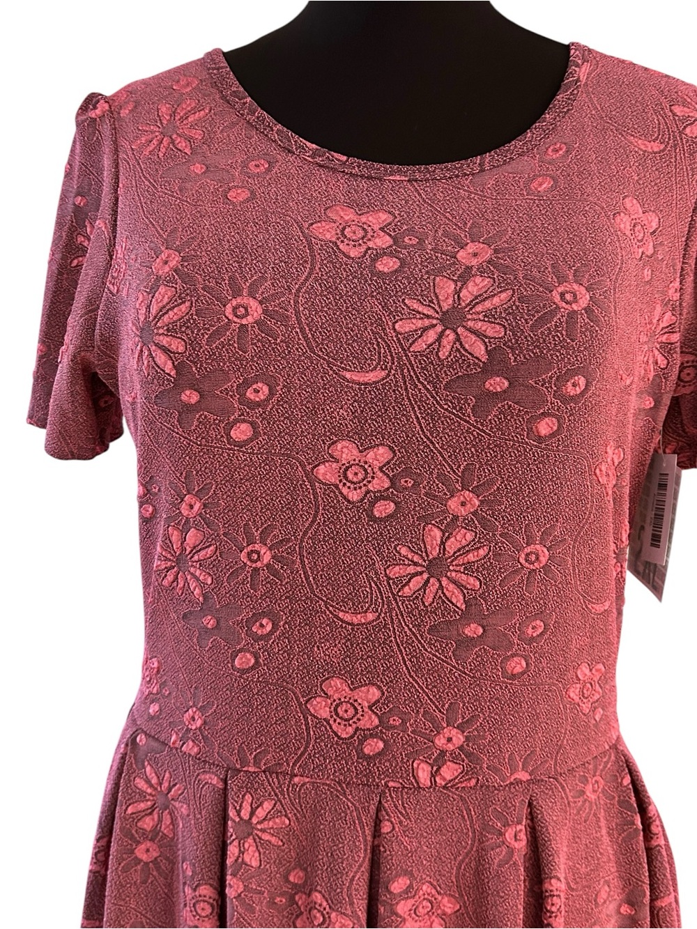 LuLaRoe Amelia Size 2 XL Womens Dress Rose Pink Raised Floral New NWT 22-24 - Picture 3 of 12